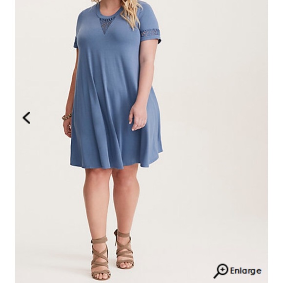 Light Blue Lace Inset Trapeze Dress RTL :$58.90 - Picture 1 of 4